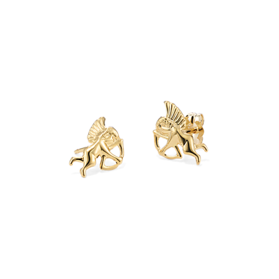 14K Yellow Gold Cupid Earrings