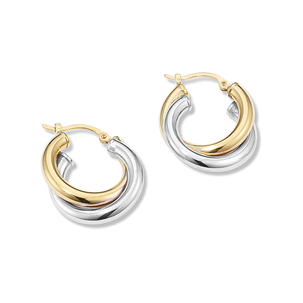 14K Two-Tone Gold Double Hoops