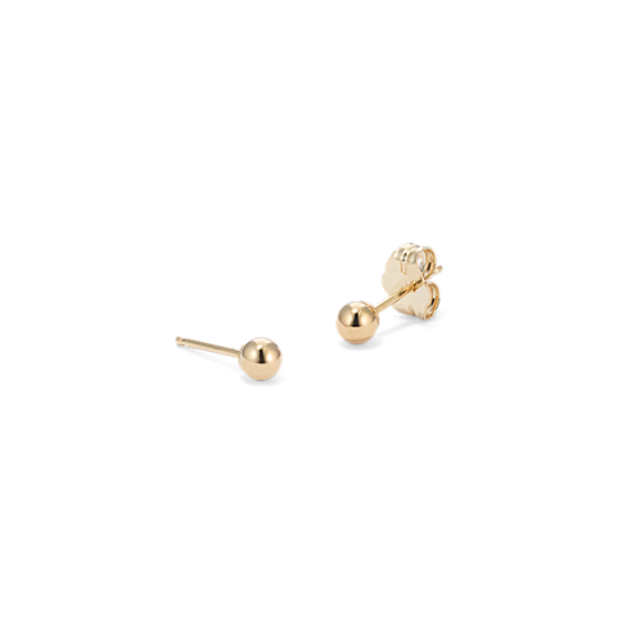 3mm 14K Yellow Gold Ball Studs