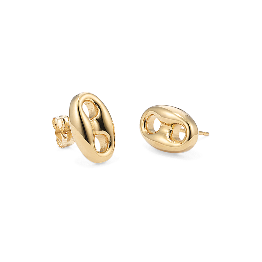 14K Yellow Gold Mariner Link Earrings