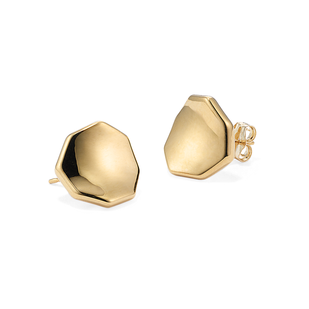 14K Yellow Gold Octagon Studs