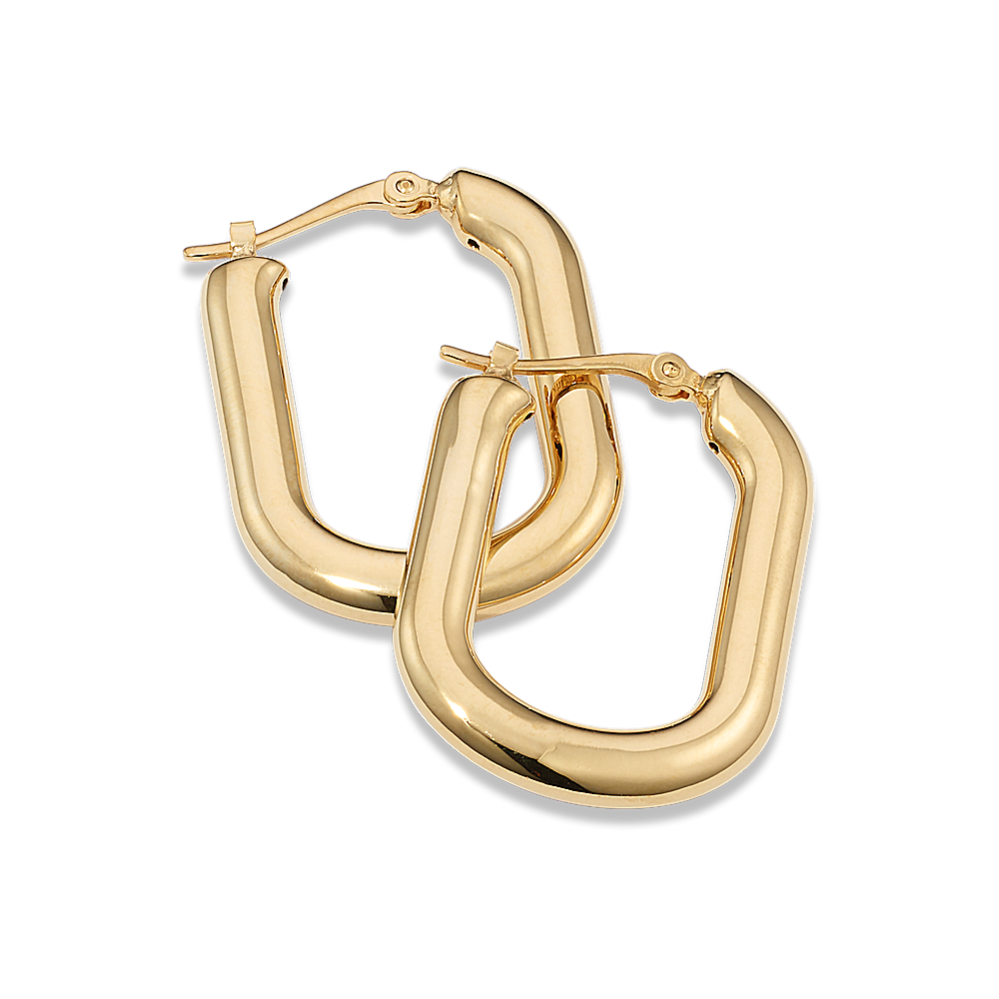 Modern 14K Yellow Gold Oval Hoops