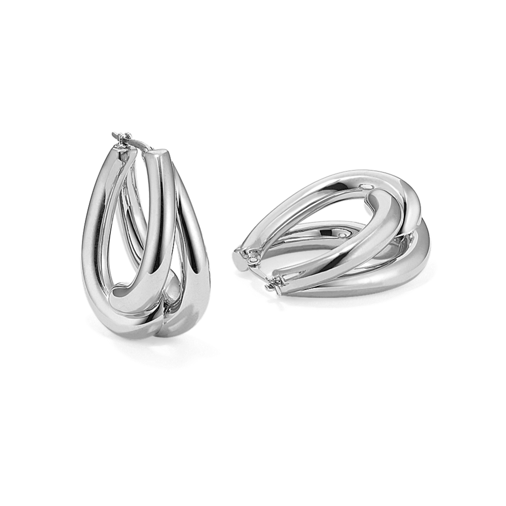 Interlocking Sterling Silver Double Hoops