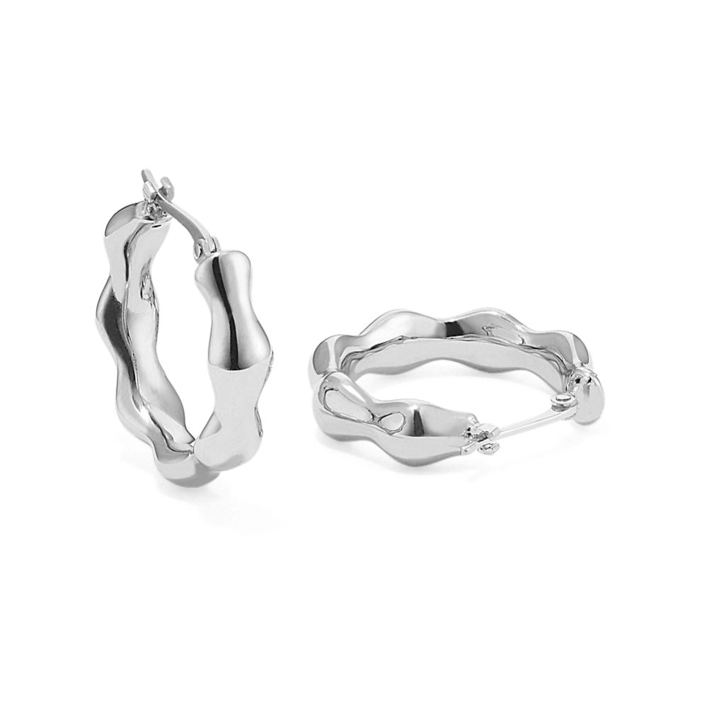 Wavy Sterling Silver Hoops