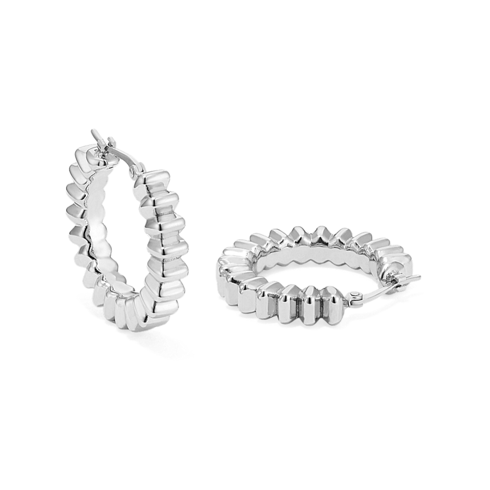 Ribbed Sterling Silver Hoops