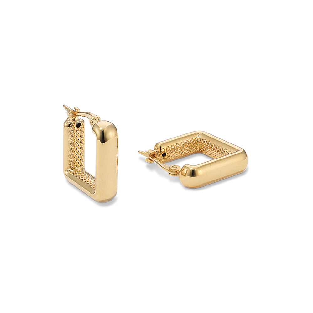 14K Yellow Gold Square Hoops