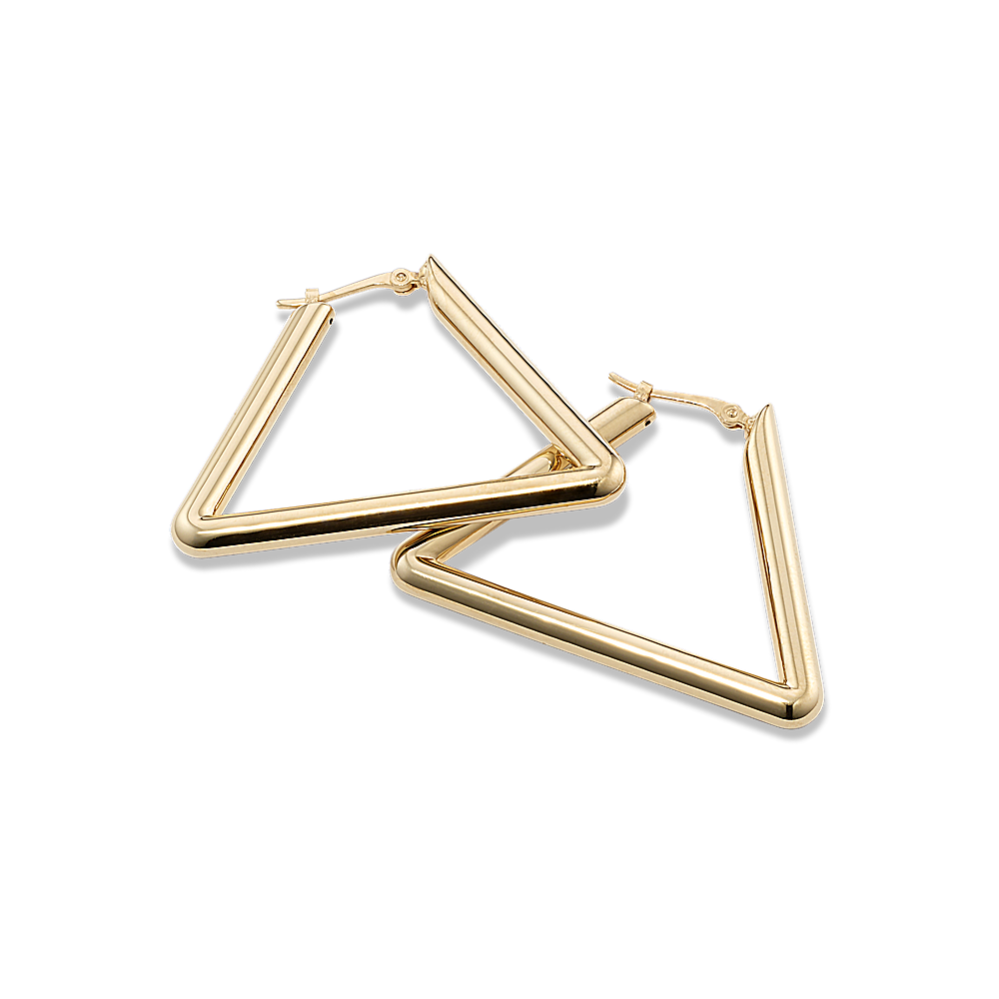 14K Yellow Gold Triangle Hoops