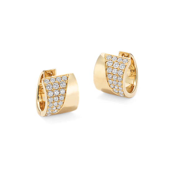 Wide Diamond Pave Huggie Hoops