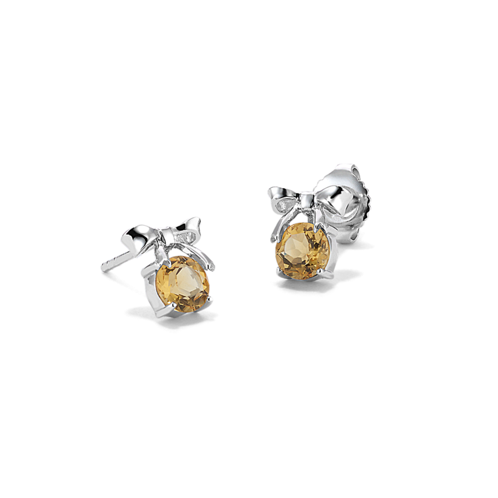 Gift-Bow Citrine Earrings in Sterling Silver