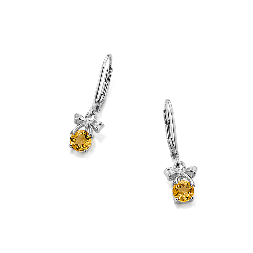 Gift-Bow Citrine Drop Earrings in Sterling Silver