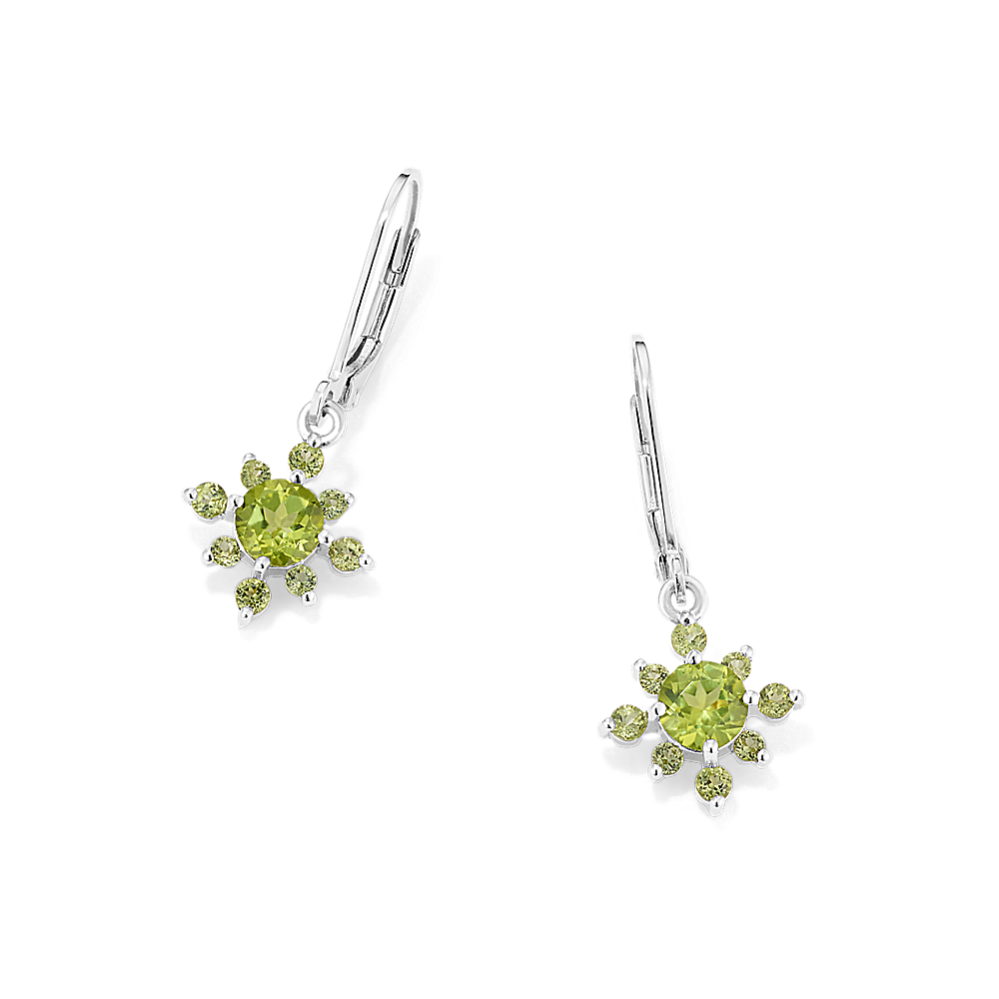 Cosmic-Bloom Peridot Earrings in Sterling Silver