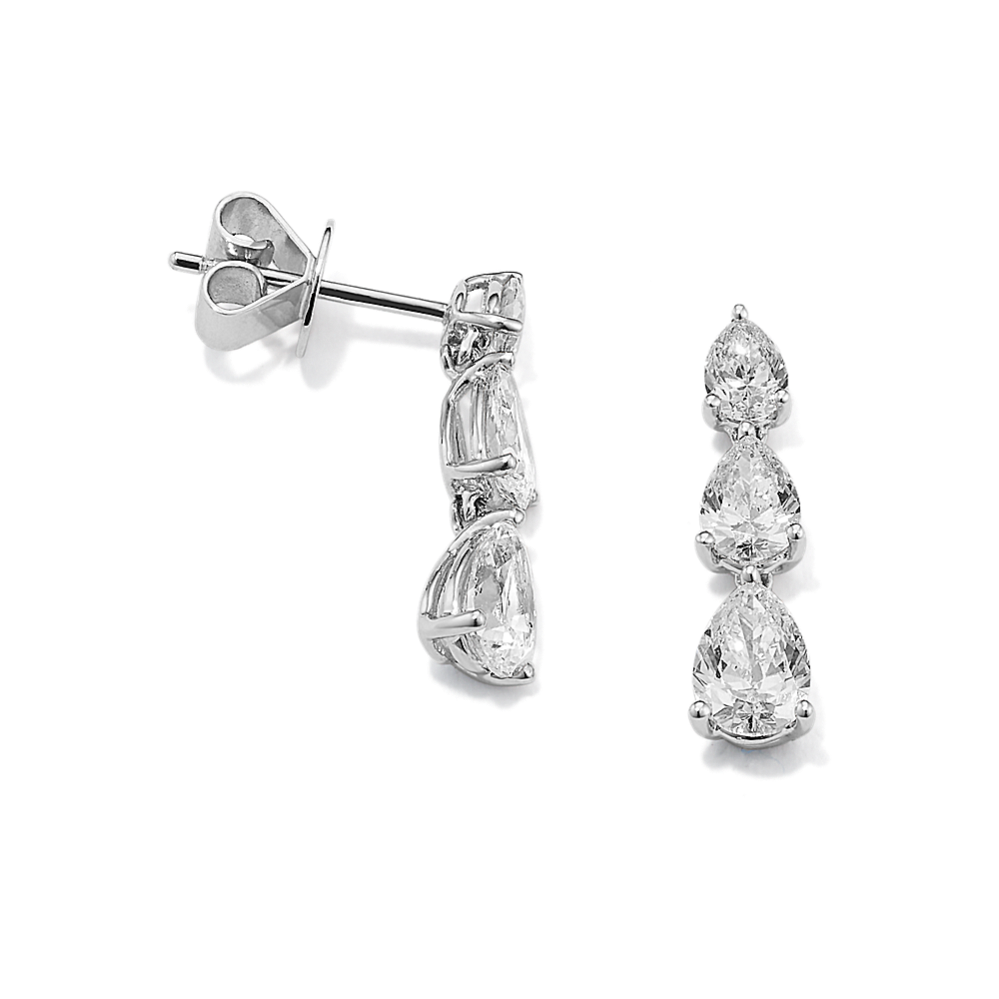 Graduated Pear Shaped Diamond Drop Earrings