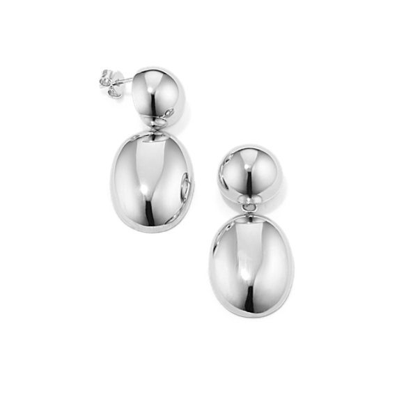 Bold Sterling Silver Oval Drop Earrings