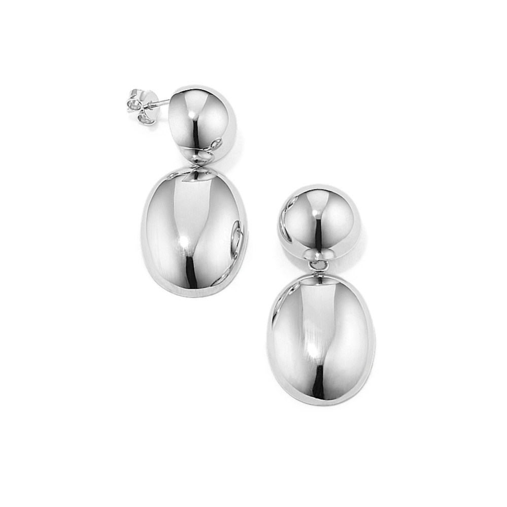 Bold Sterling Silver Oval Drop Earrings