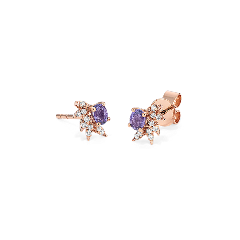 Wisteria Lavender Sapphire & Diamond Earrings