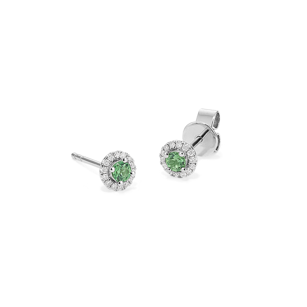 Twila Tsavorite & Diamond Halo Studs