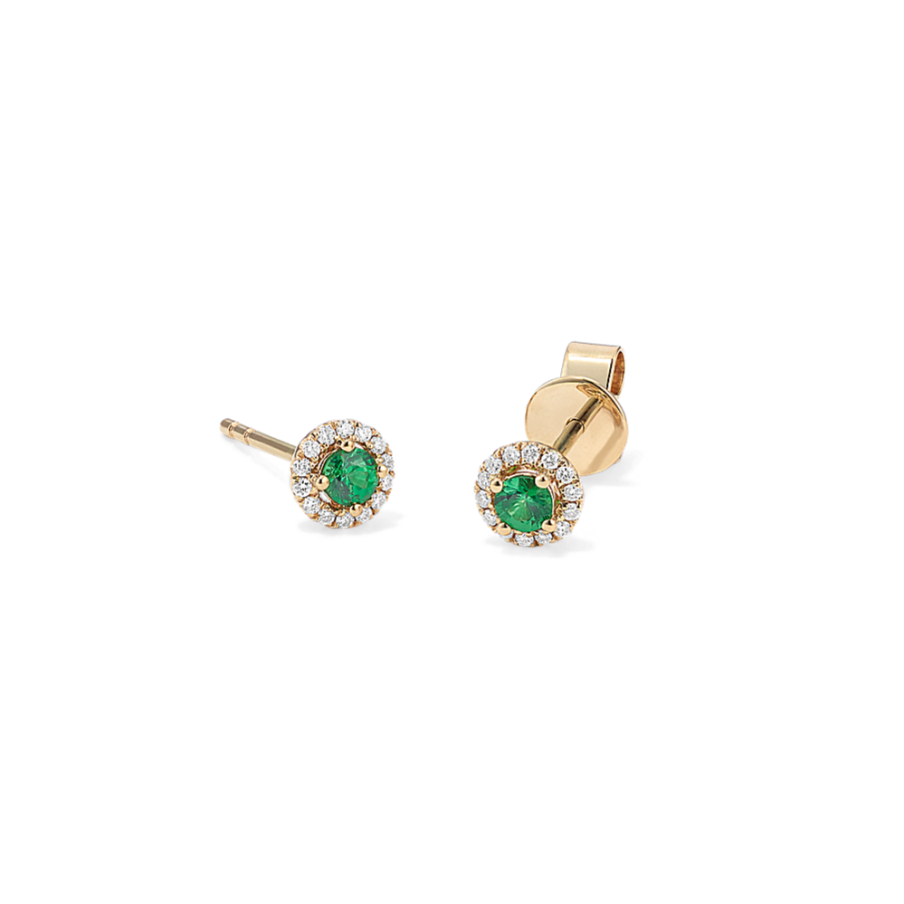 Twila Tsavorite & Diamond Halo Studs