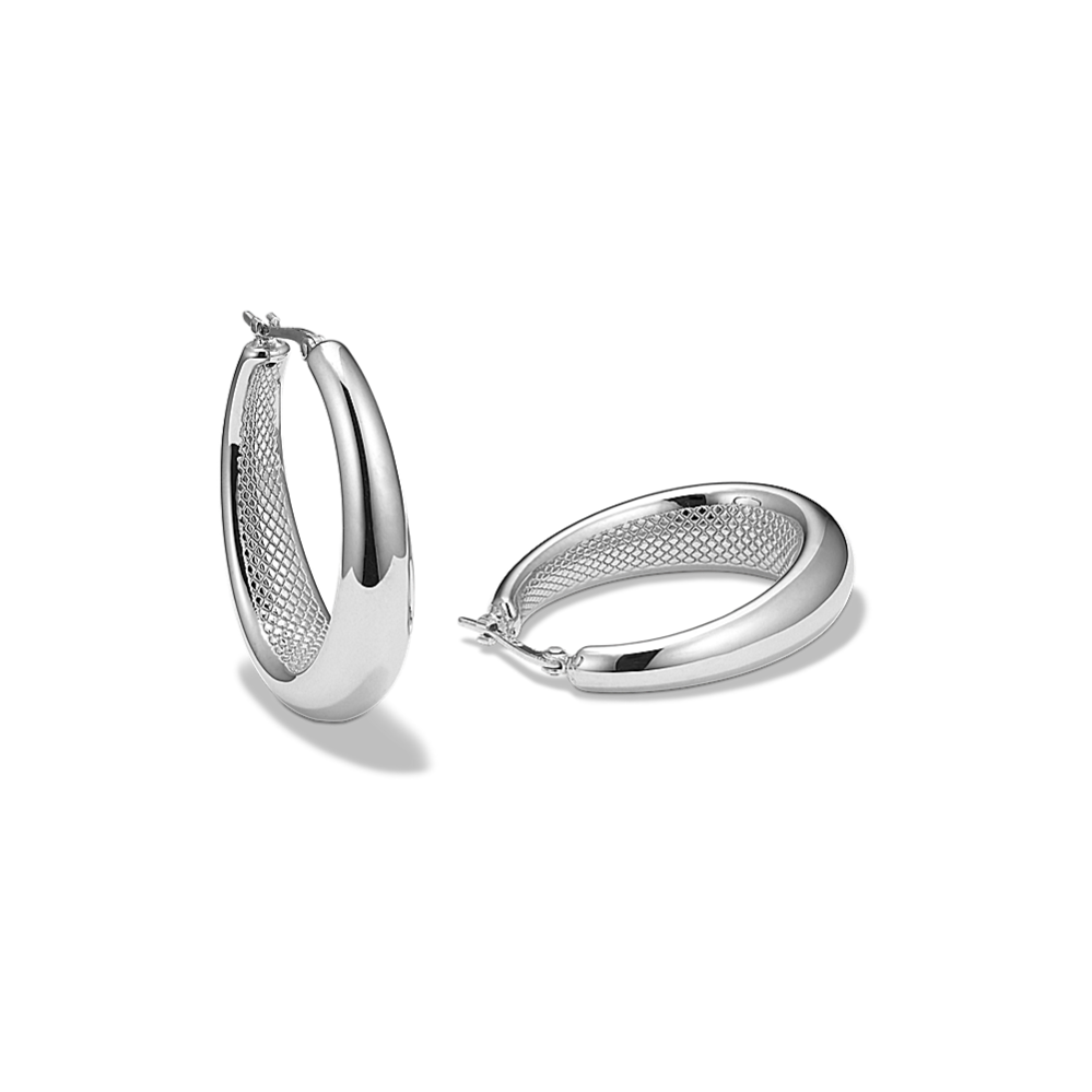 Sterling silver oval hoop earrings sales