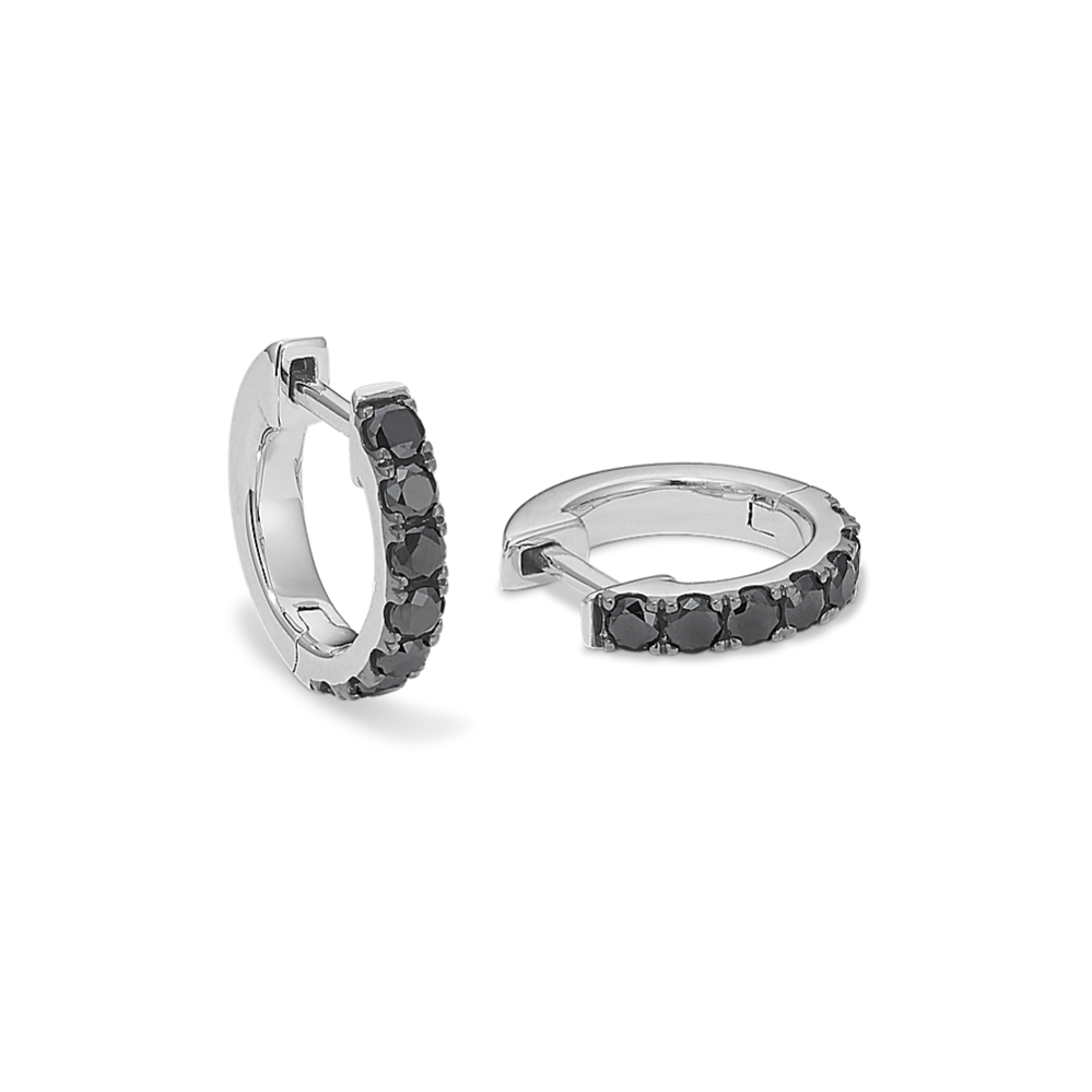 Black Diamond Huggie Hoops