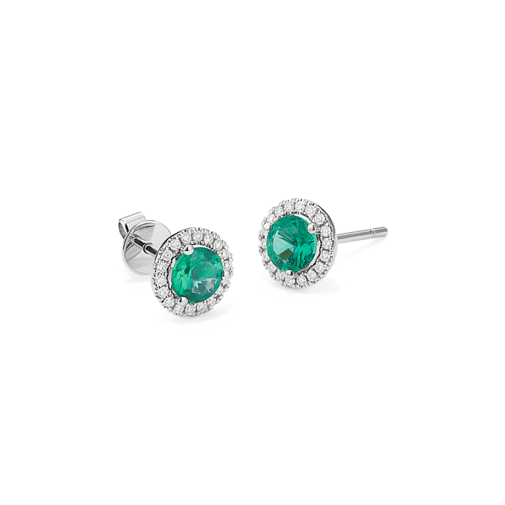 5mm Emerald & Diamond Halo Studs