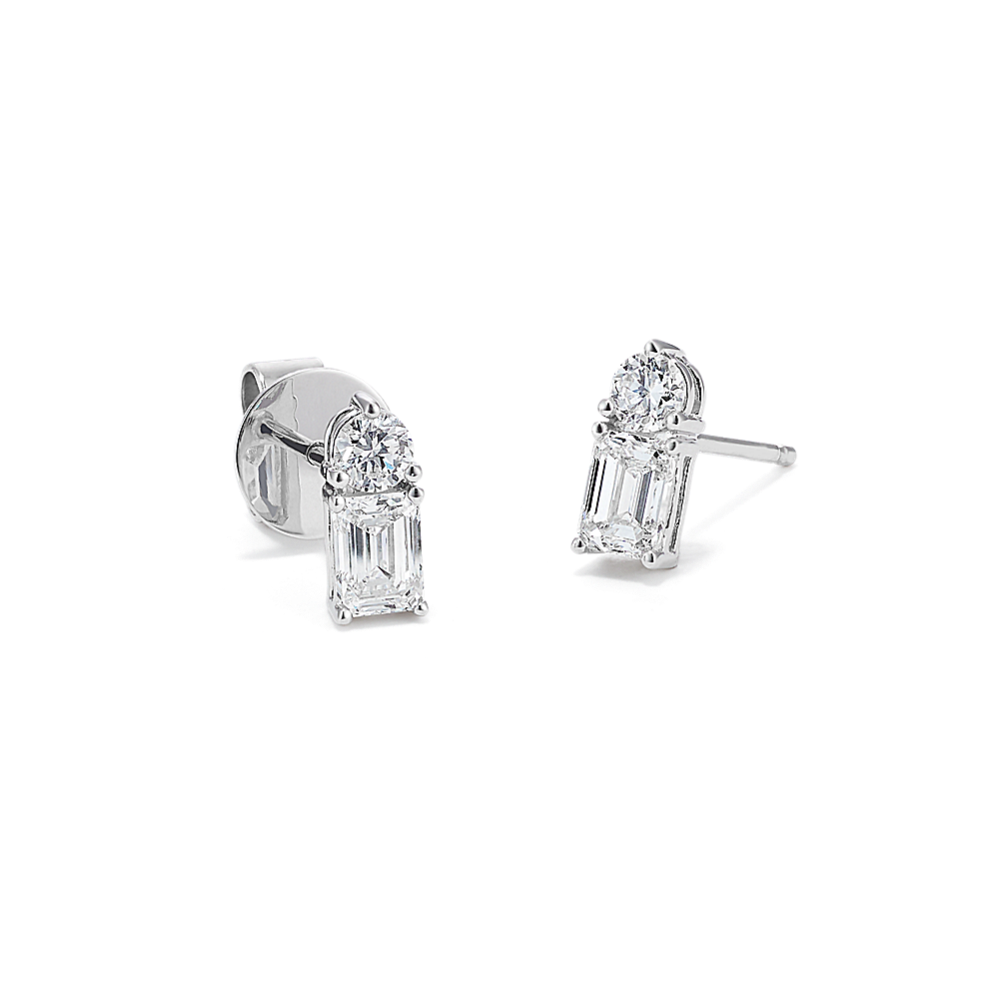 Round & Emerald Cut Lab-Grown Diamond Studs