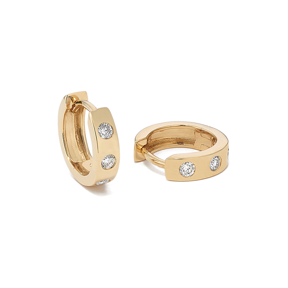 Flat Flush-Set Diamond Hoops
