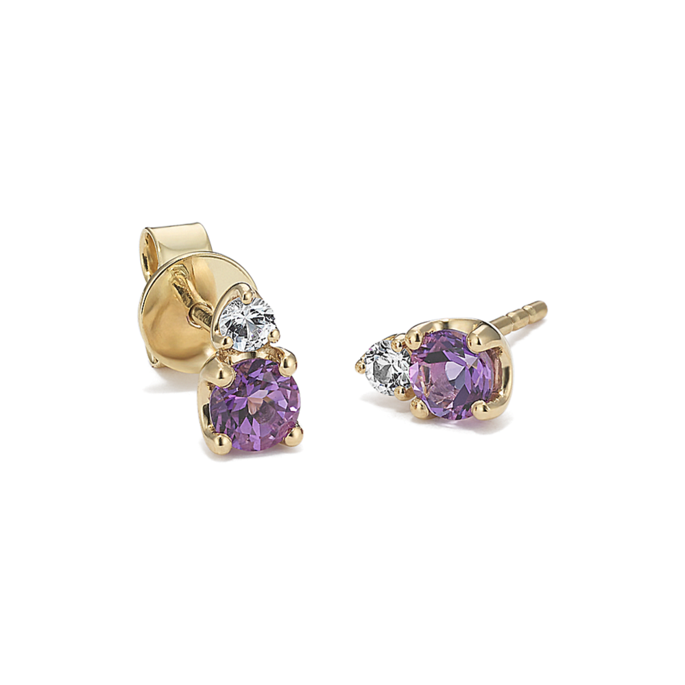 Toi et Moi Amethyst & White Sapphire Earrings