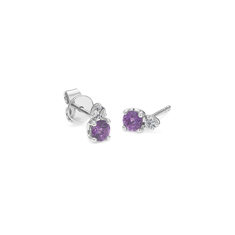 Toi et Moi Amethyst & White Sapphire Earrings