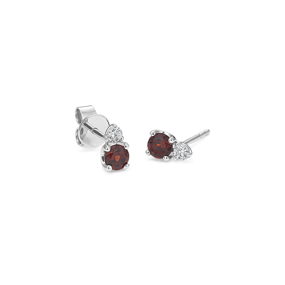 Toi et Moi Garnet & White Sapphire Earrings