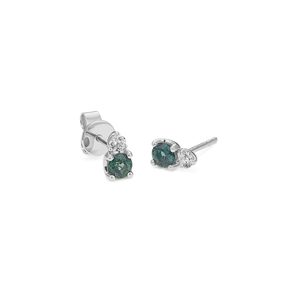 Toi et Moi Green & White Sapphire Earrings
