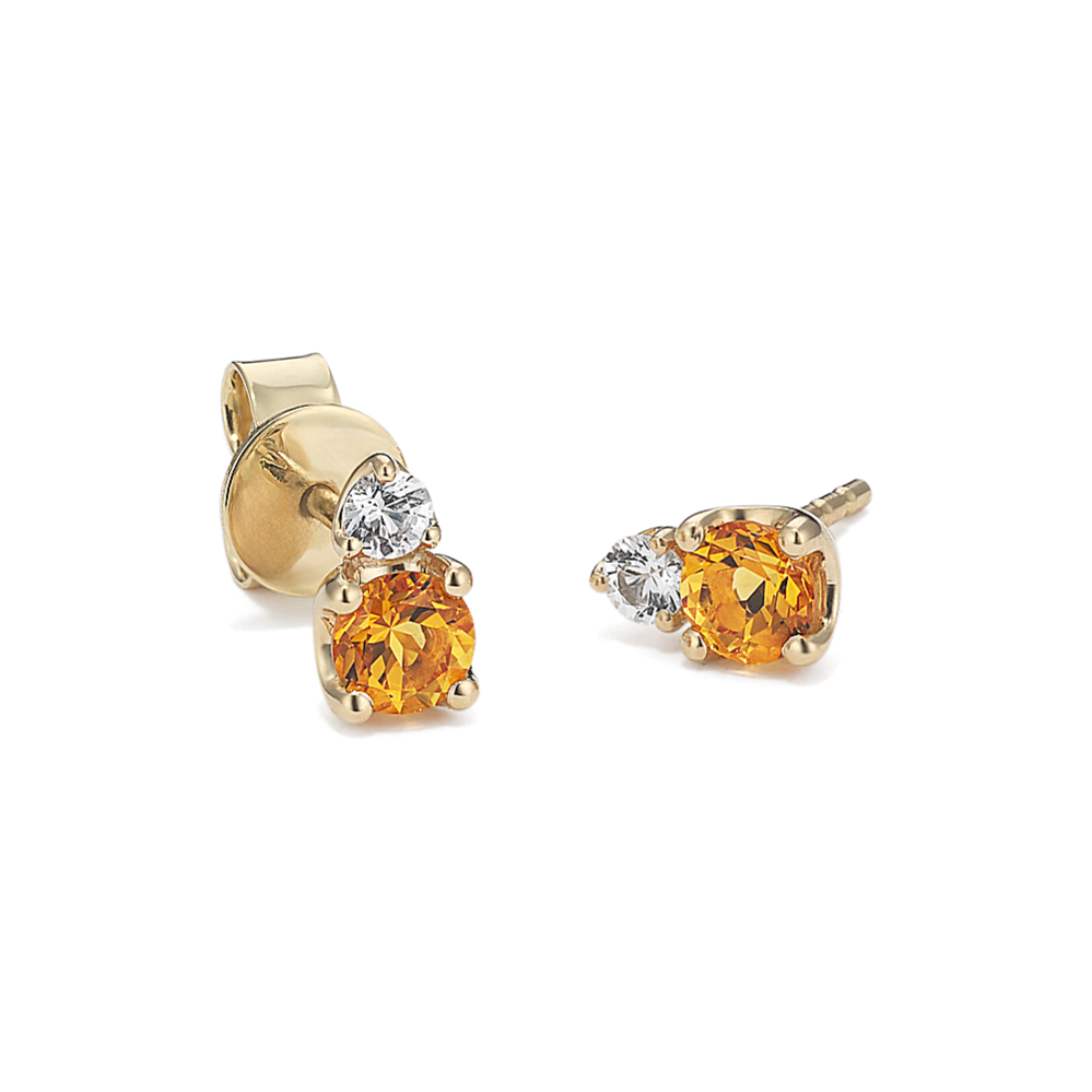 Toi et Moi Citrine & White Sapphire Earrings