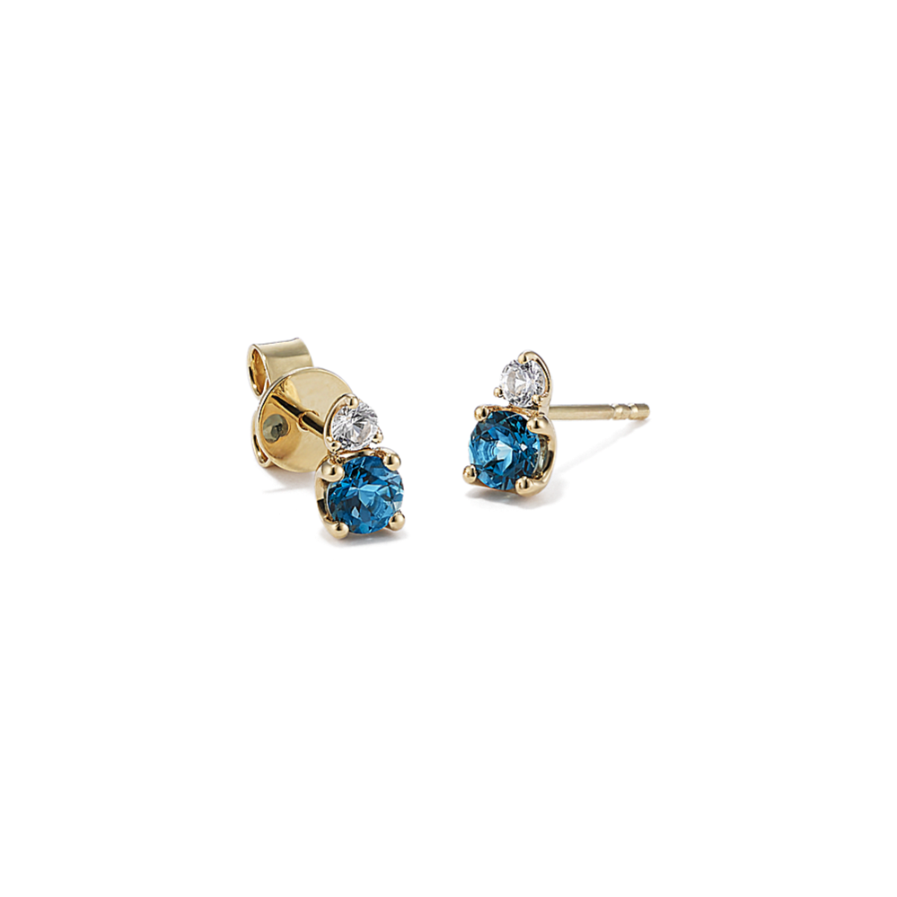Toi et Moi Blue Topaz & White Sapphire Earrings