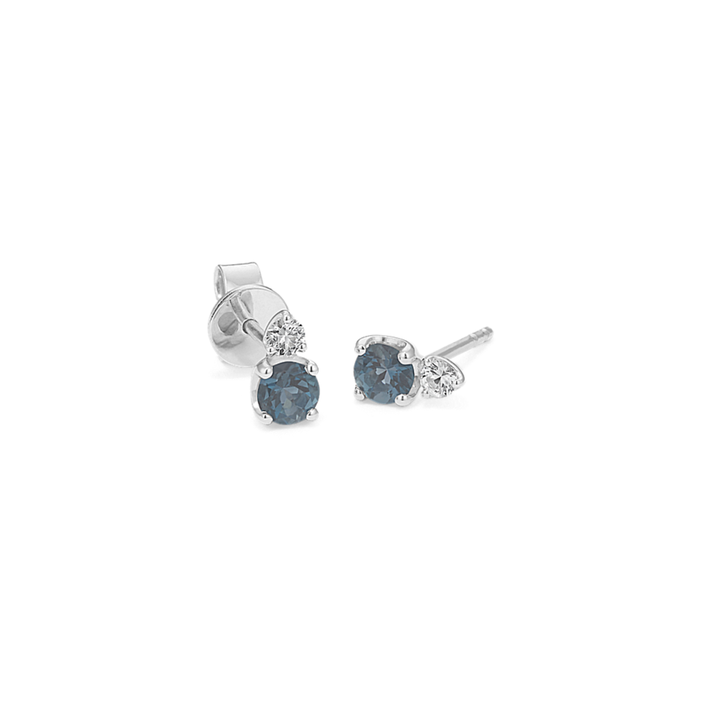 Toi et Moi Blue Topaz & White Sapphire Earrings