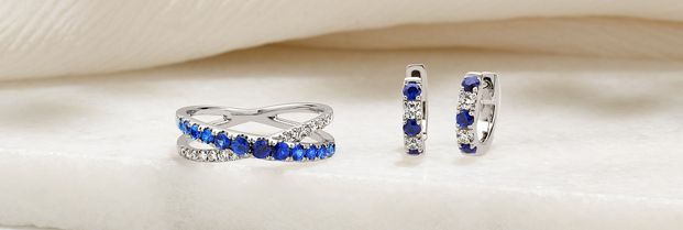A collection of sapphire jewelry.