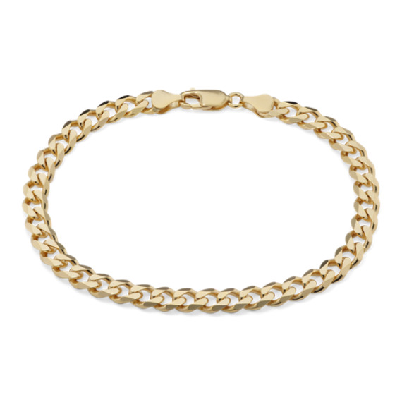9 in Mens Curb Bracelet in Vermeil 14K Yellow Gold (6.4mm)