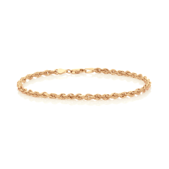 9'' 14K Yellow Gold Rope Chain Bracelet (4mm)