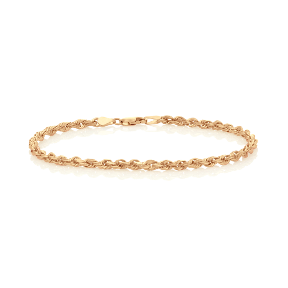 9'' 14K Yellow Gold Rope Chain Bracelet (4mm)