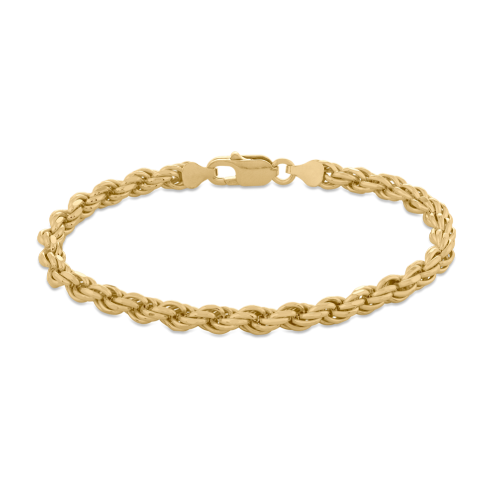 9 in Mens Rope Bracelet in Vermeil 14K Yellow Gold (5.6mm)