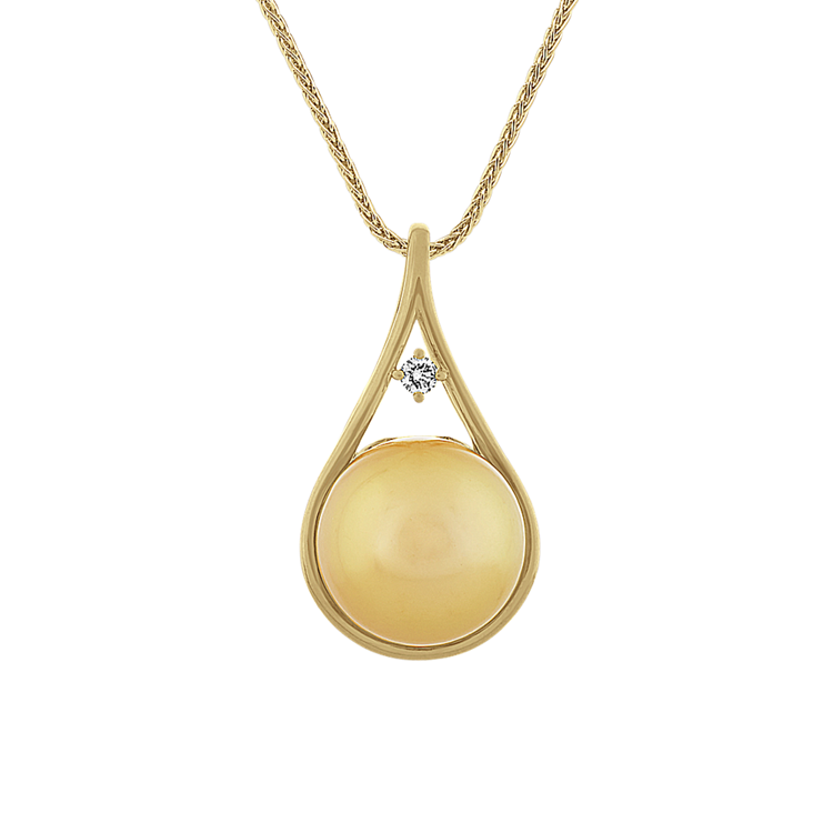 Bronte 13mm South Sea Pearl and Natural Diamond Pendant (22 in)