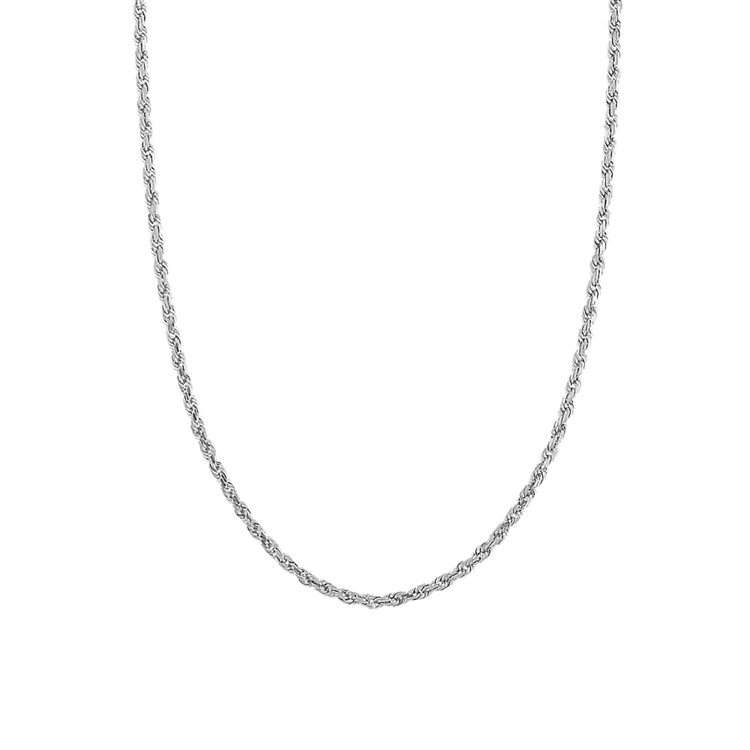 22 in Mens Rope Chain in 14K White Gold (2mm)