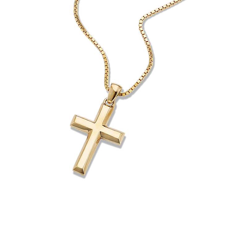 24 inch Mens 14k Yellow Gold Cross Necklace
