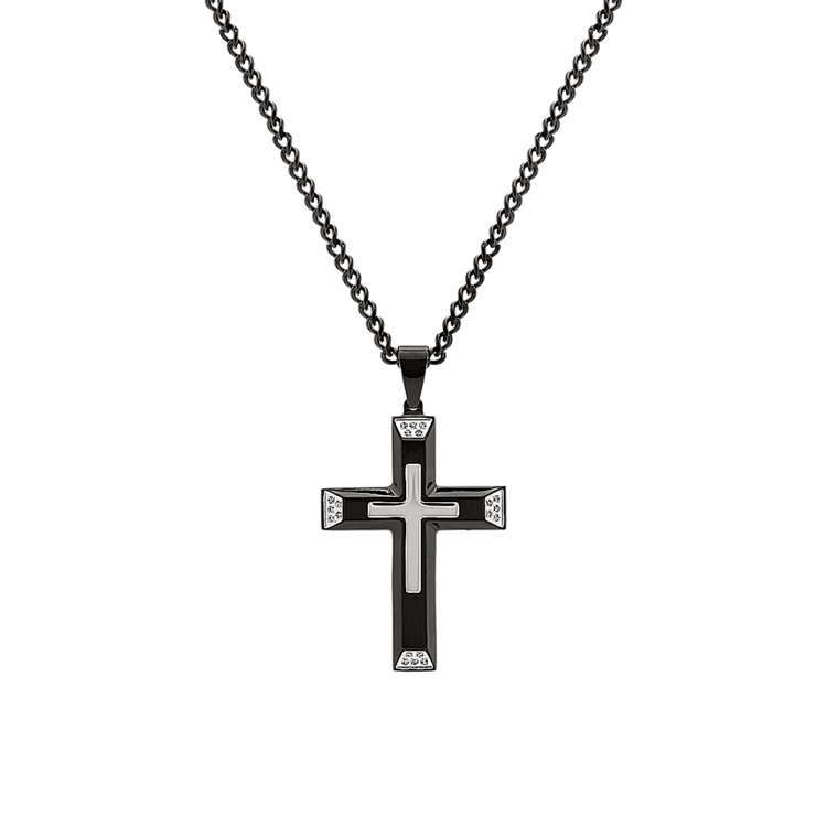 24 inch Mens Natural Diamond Cross Mens Necklace