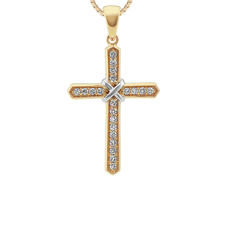 24 inch Mens Round Natural Diamond Cross Necklace