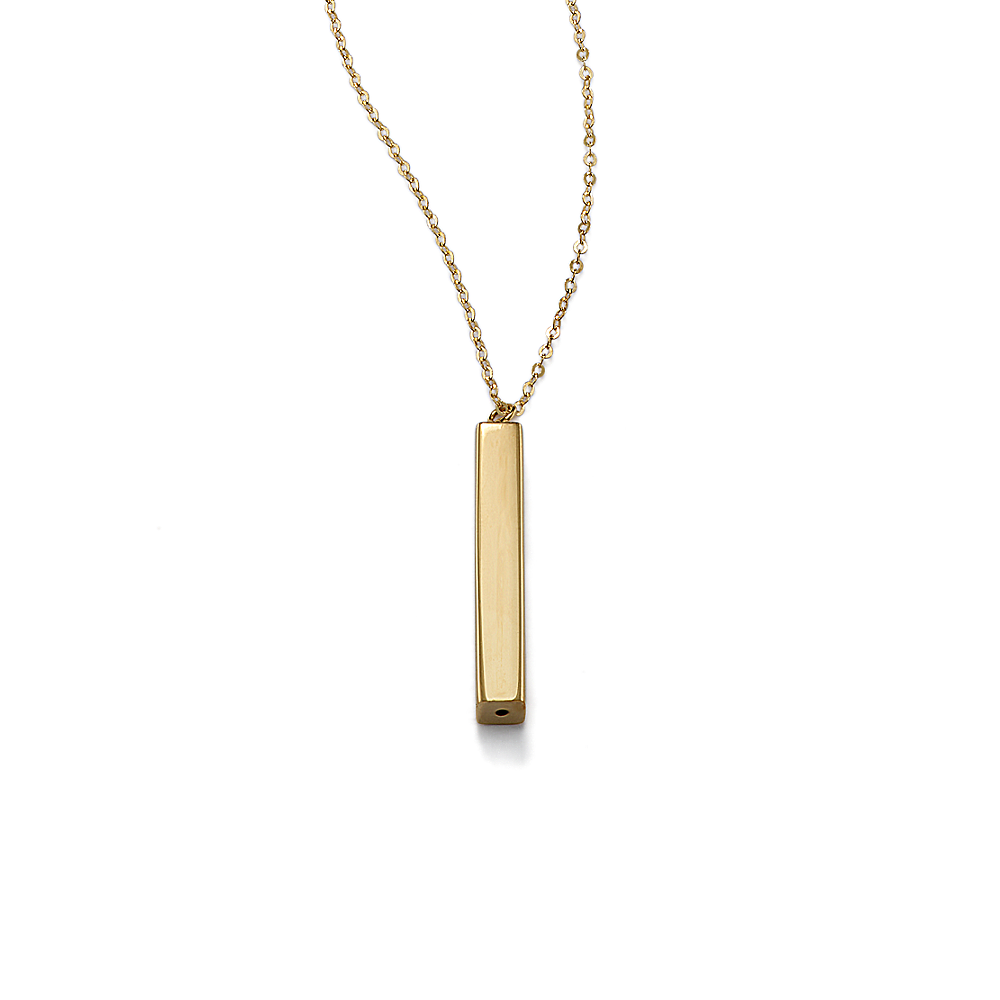 Derby 3D Bar Pendant in 14K Yellow Gold (20 in)
