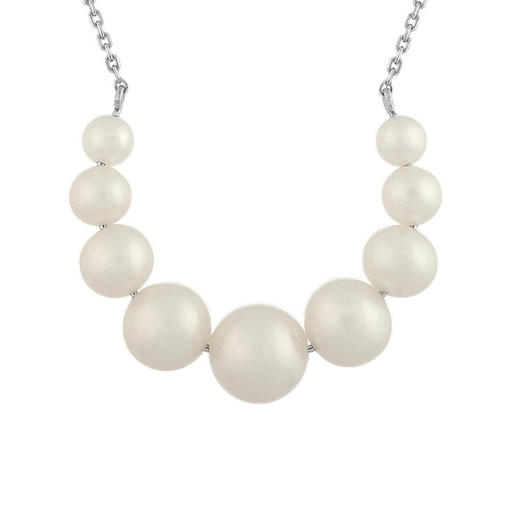 4-8mm Graduated Freshwater Pearl Semicircle Necklace (20 in)