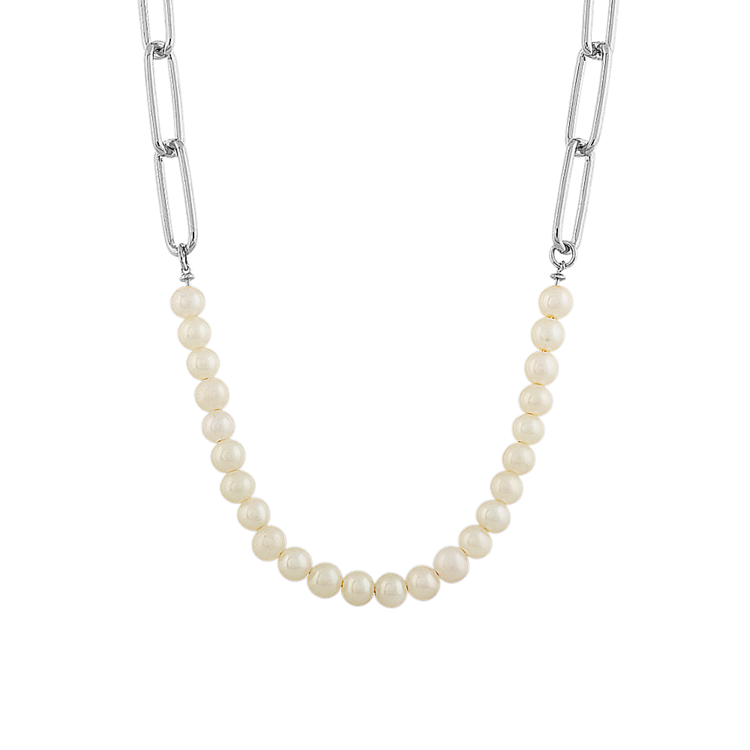 Syracuse 4mm Freshwater Pearl Link Chain Necklace (18 in)