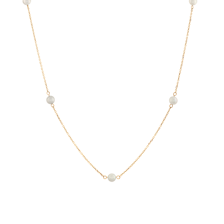 Iris 5mm Freshwater Pearl Tin Cup Necklace in 14K Yellow Gold (18 in)