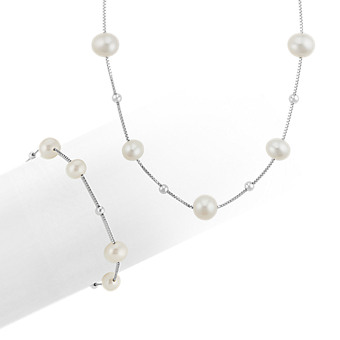 Pearl Braceletore Fine Jewelry Shane Co 6 8mm Cultured Freshwater Pearl Necklace And Bracelet Matching Set 18 In
