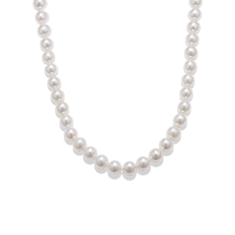 5mm Cultured Freshwater Pearl Strand (16in) in White Gold | Shane Co.