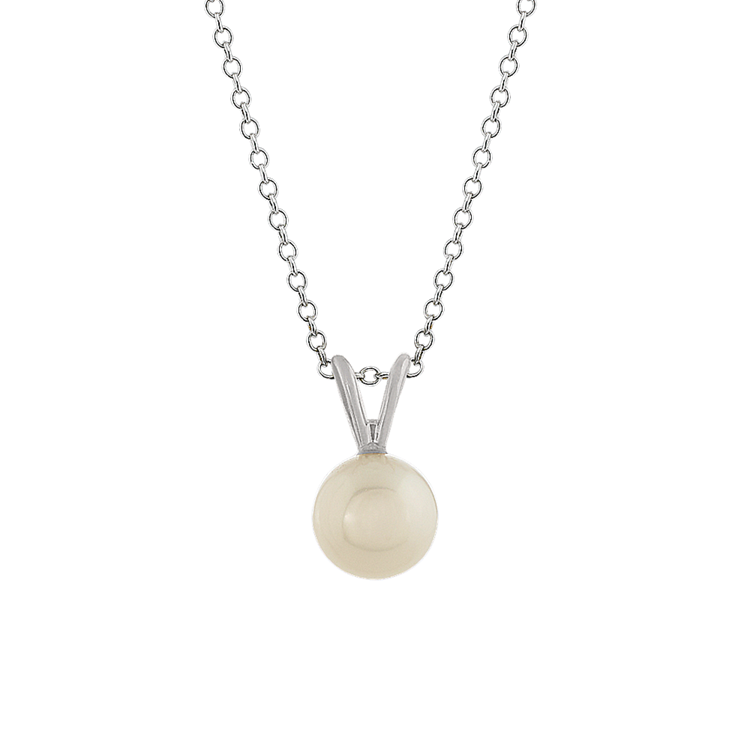 7mm  White Freshwater Pearl Pendant (18 in)